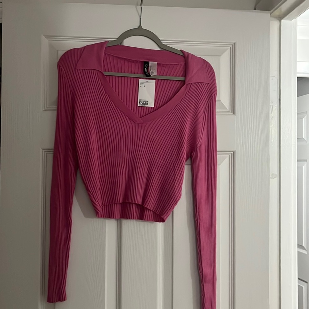 H&M Pink Ribbed Sweater Top